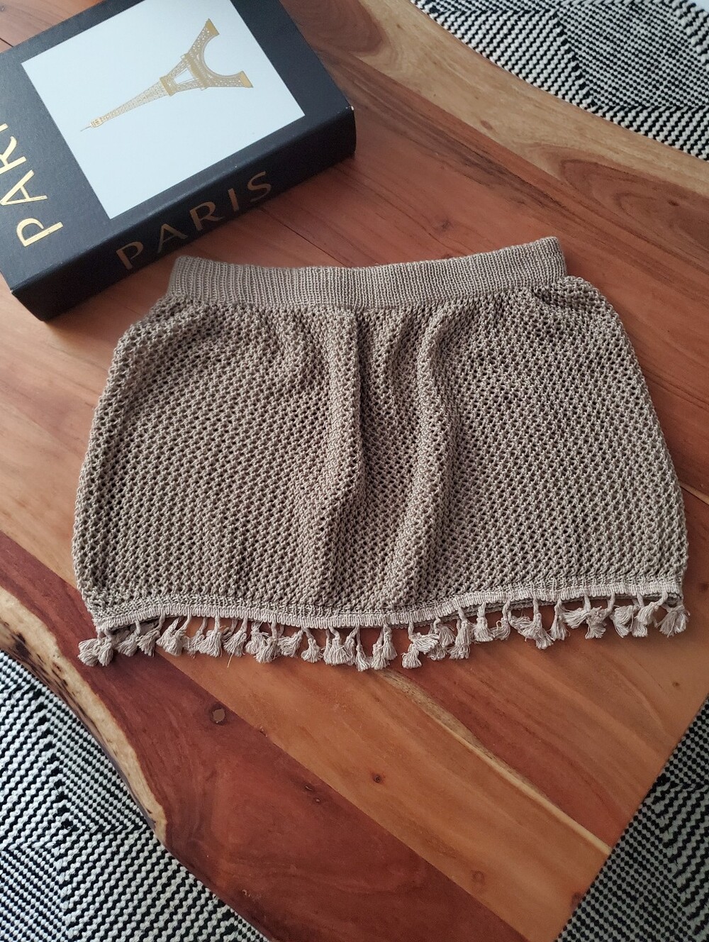 Beachwear Resort Crochet Tassel Overskirt In Oatmeal